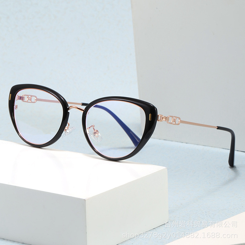 Ultra-Light Tr Cat-Eye Glasses Frame for Women, Suitable for Prescription Lenses, Flattering for Round Faces, Trendy Non-Prescription Glasses for Women 6610