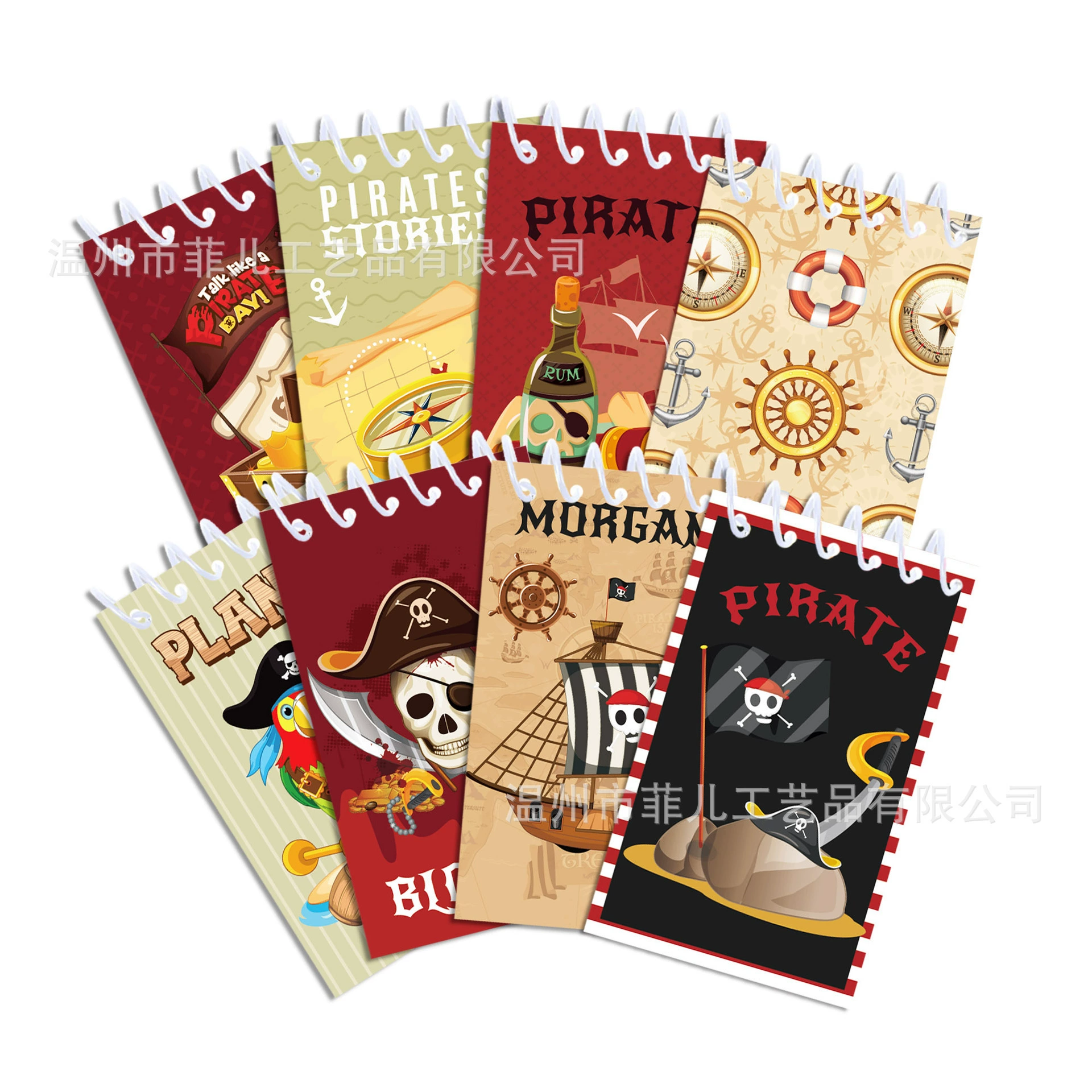 XQ059 Pirate theme vertical flip portable coil notebook pirate diary notebook sailing ship tearable loose-leaf book