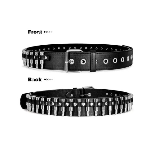 New Cross-border American Fashion Bullet Head Embossed Belt for Women, Personality Punk Decorative Pants Belt, Ins Direct Sale Manufacturer