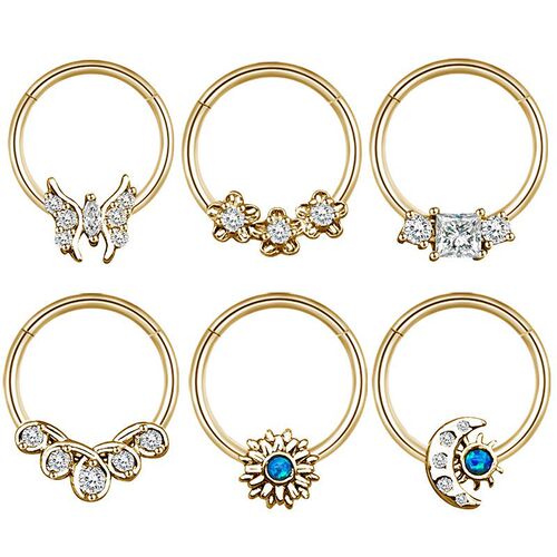 Factory Direct Supply European and American Stainless Steel Nose Ring Closed Ring with Diamond Zirconia Nose Ring Moon Pearl Nose Jewelry Body Piercing