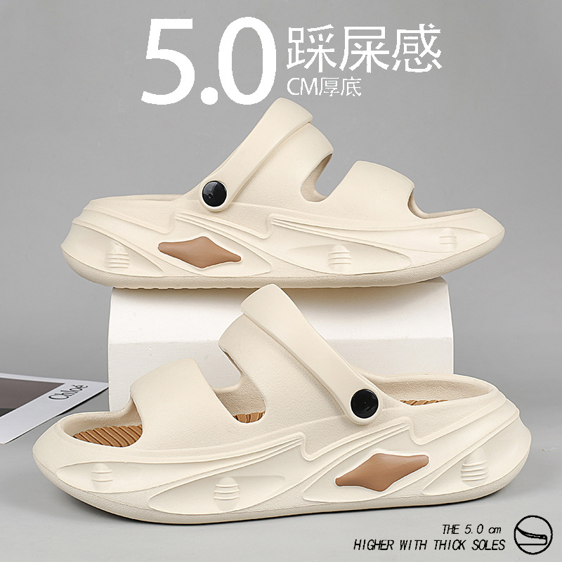 비치 슈즈 남성용 샌들 여름 남성용 두꺼운 밑창 미끄럼 방지 이중 목적 샌들 의류 베트남 슬리퍼 커플의 플러스 사이즈 홀 슈즈