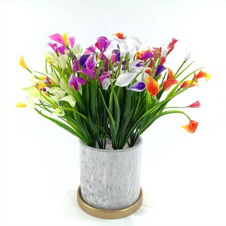 Cross-border Artificial Flower Calla Lily Artificial Flower Fake Plant Home Indoor Outdoor Fake Grass Anti-uv Decorative Flower