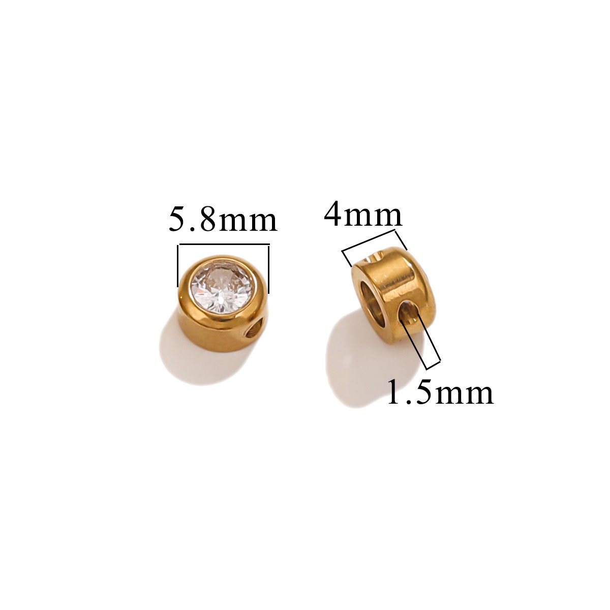 Nuevo redondo U perforación cuentas de acero inoxidable galvanizado cuentas DIY acuarela de color diamante accesorios de collar de 6 mm