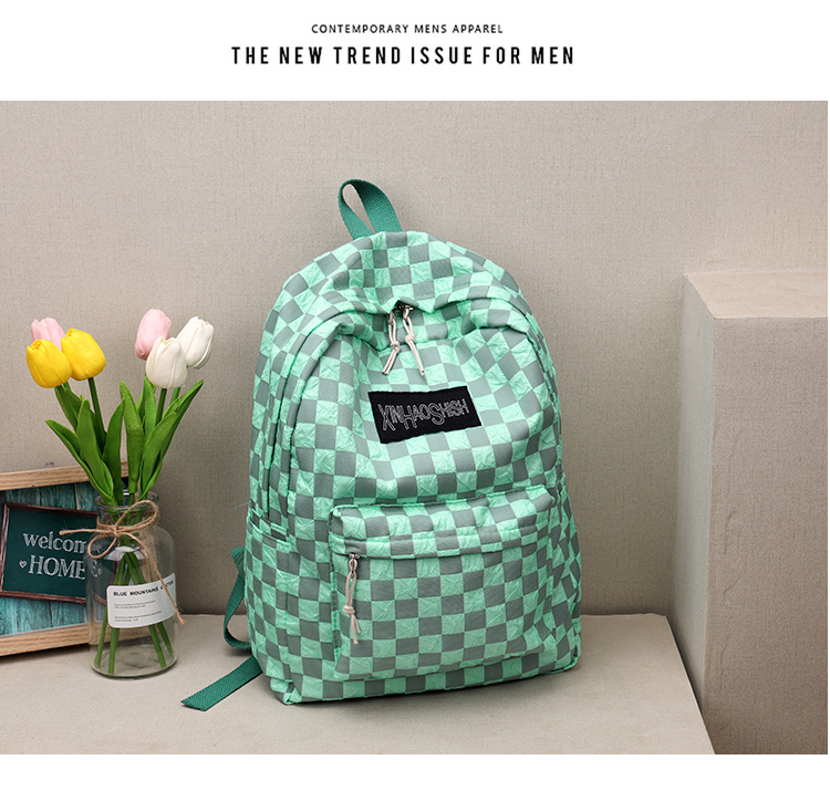 Korean ins artistic trend checkerboard checkered backpack, Japanese Harajuku style fresh and clean high school and junior high school student bag undefined