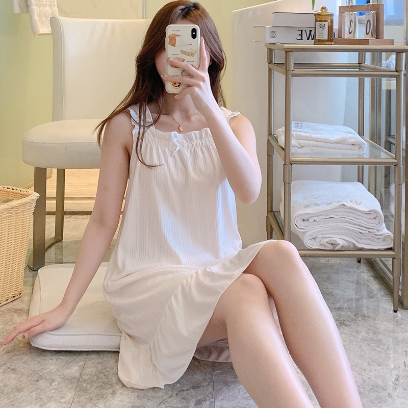 Princess Wind Pijamas mujeres 2026 versión coreana simple in-wind pijamas mujeres vestidos largos vestidos caseros celebridades en línea transmisión en vivo