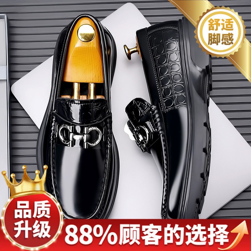 Low shoes English style for leather shoes, trend loafers platform, casual footwear, British style, autumn, Korean style