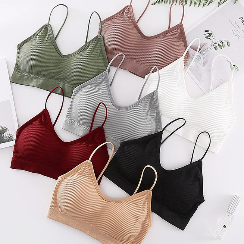 Однотонная японская и Корейская девушка без бретелек, красивая спина, студенческий слинг, обернутая грудь, без оправы, спортивный жилет с резьбой, базовое нижнее белье для женщин