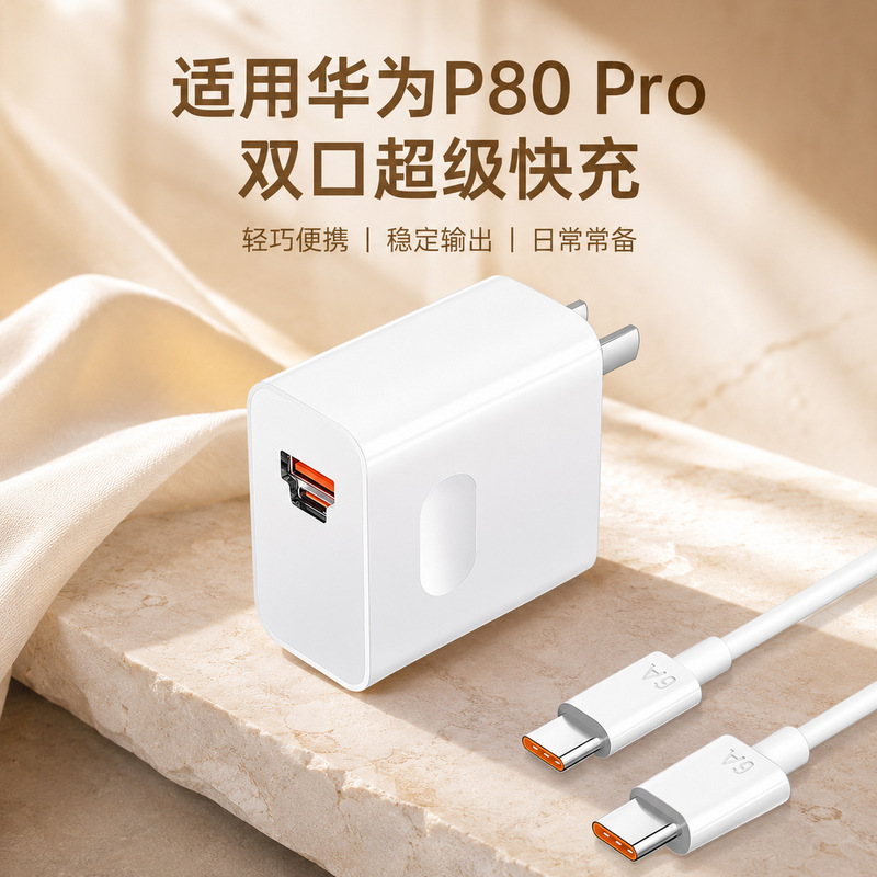 Suitable for Huawei P70pura charger turbo, compatible with Huawei charging head 66W GaN fast charging head set Suitable for Huawei P70pura charger turbo, compatible with Huawei charging head 66W GaN fast charging head set