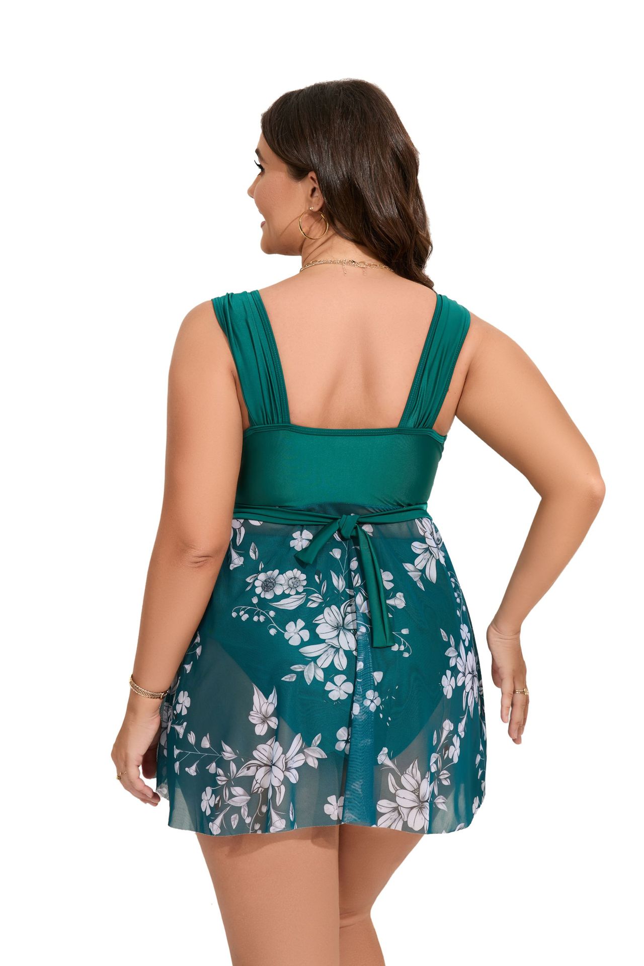 Women's Gender Women's Solid Color Flower 2 Pieces Set Plus Size Swimwear Swimwear