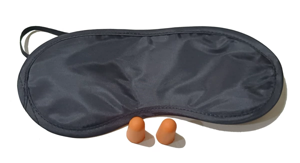 Sleep mask, earplugs