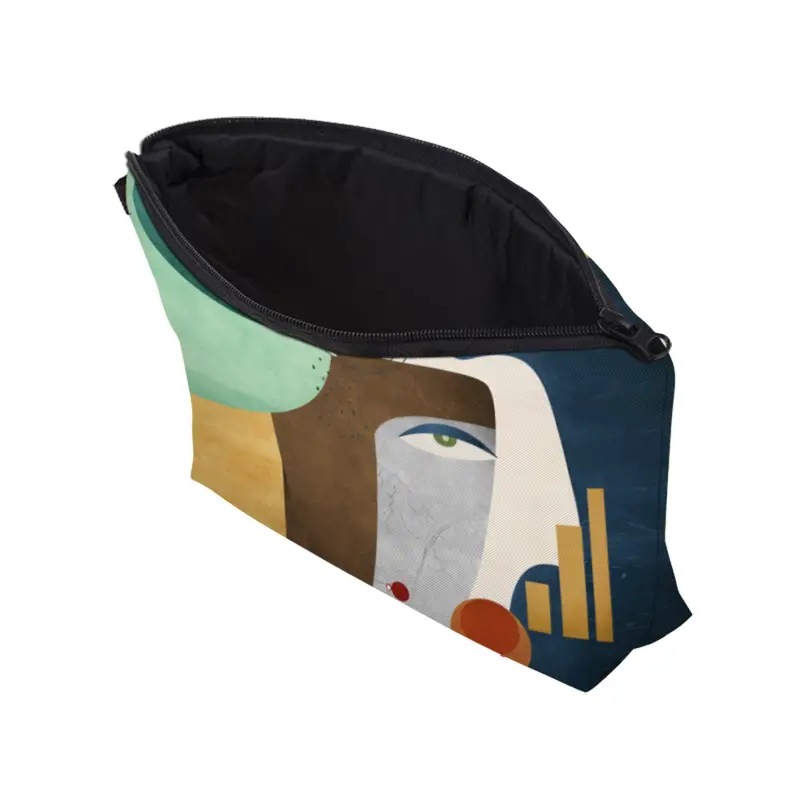 Transfronterizos Amazon Retro retrógrado pintura al óleo avatar lino impresión doble cara bolsa de maquillaje bolsa de almacenamiento para mujeres multifuncional