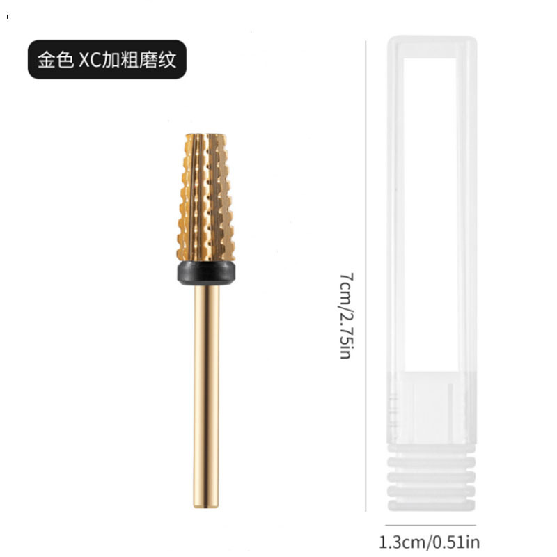 Especial transfronterizo para manicura cabeza de molienda de acero de tungsteno cinco en uno color plateado diente de ranura recta rectificadora eléctrica bidireccional cabeza de molienda de eliminación de uñas