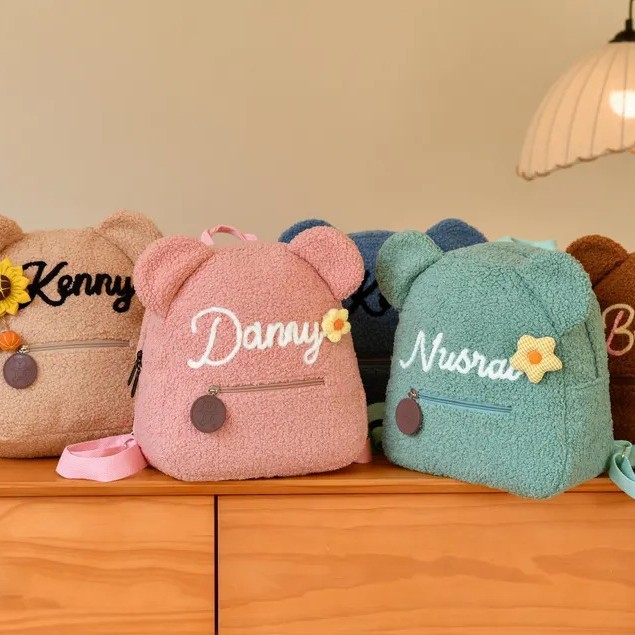 国境を越えた売れ筋のパーソナライズされた刺繍のかわいいぬいぐるみバックパック女子学生クマスクールバッグバックパック|undefined
