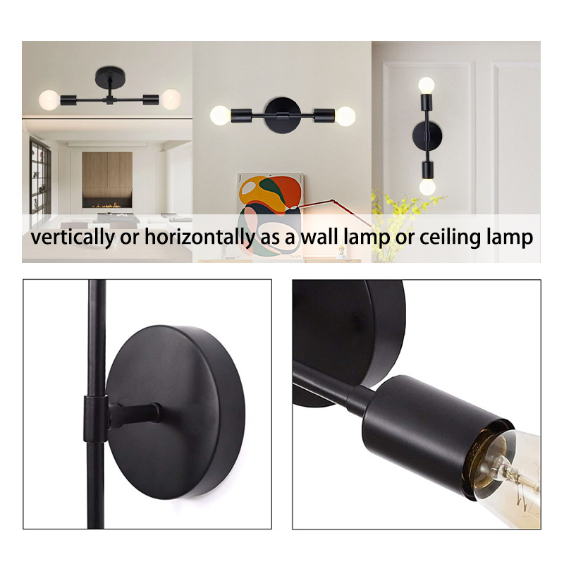 Lámpara de pared de hierro forjado de doble cabezal de estilo industrial estadounidense transfronterizo Lámpara de pared de fondo Lámpara de espejo Lámpara de noche de dormitorio Lámpara de pared de pasillo