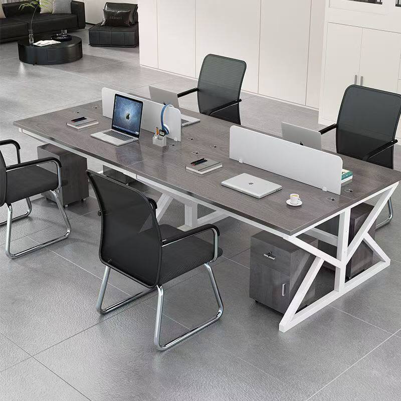 Office Desk and Chair Set for Staff, Computer Desk and Chair Combination for 4 or 6 People, Workstation Office Desk for Employees
