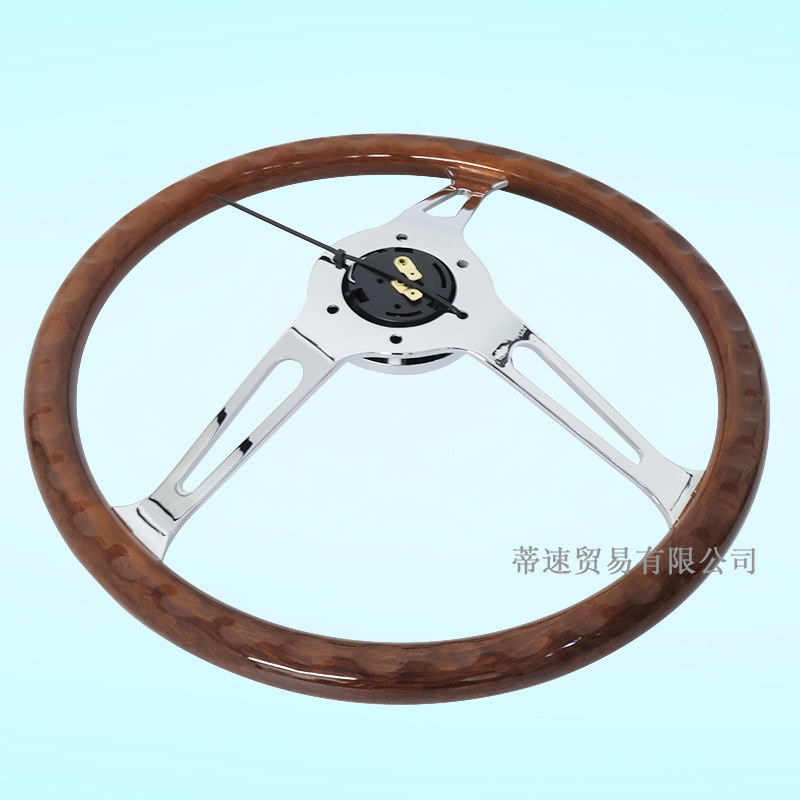 Best-selling modified car steering wheel, classic retro 15inch peach wood color steering wheel, 380MM electroplated bracket with concave center