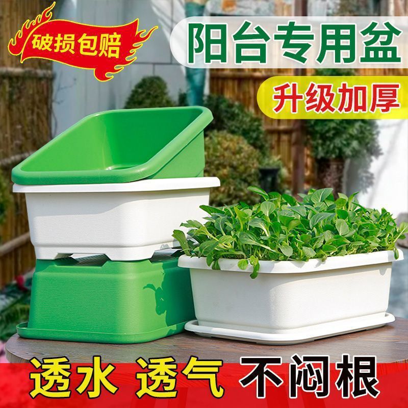 加厚种菜盆阳台长方形塑料盆家庭蔬菜种植盆种菜专用大号耐用花盆|undefined