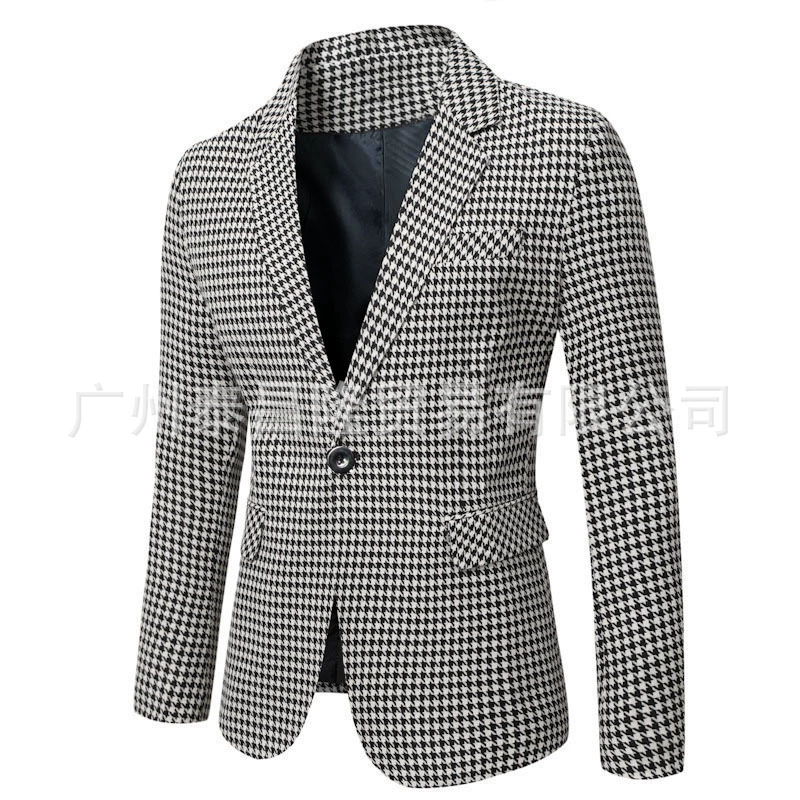 Трансграничная экспортная мужская одежда на весну и осень, новое пальто с узором «гусиные лапки», повседневный модный костюм большого размера, толстая версия, костюм больших размеров