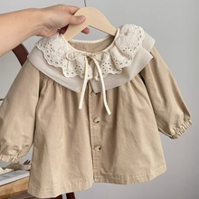 2024女童外套儿童秋装宝宝风衣中长款春秋季英伦风女孩韩版上衣