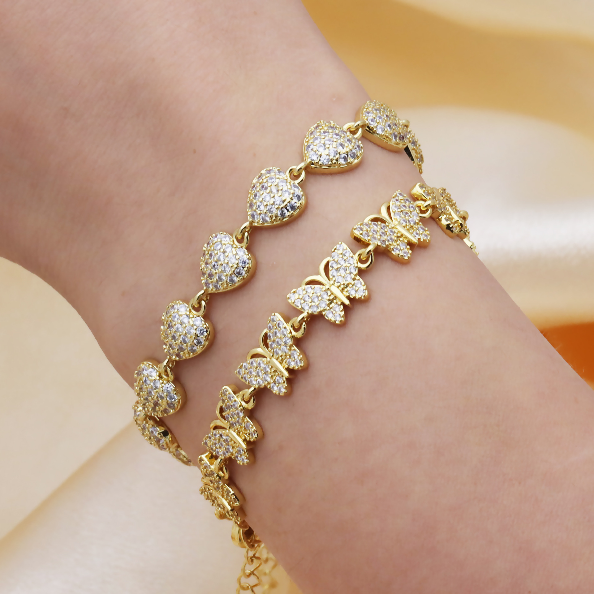 14g Weight Copper Inlay Star Heart Shape Butterfly Zircon Bracelets