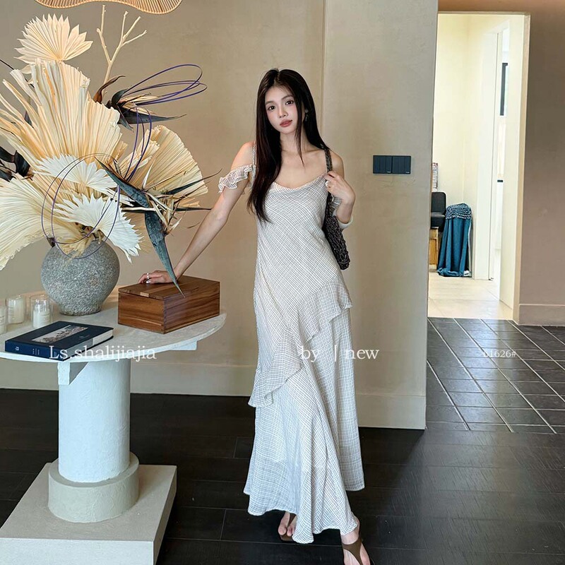 Ls Vacation Style Pure Desire Ruffle Strap Dress Guangzhou Shisanxing 2026 Summer New Long Dress 61626