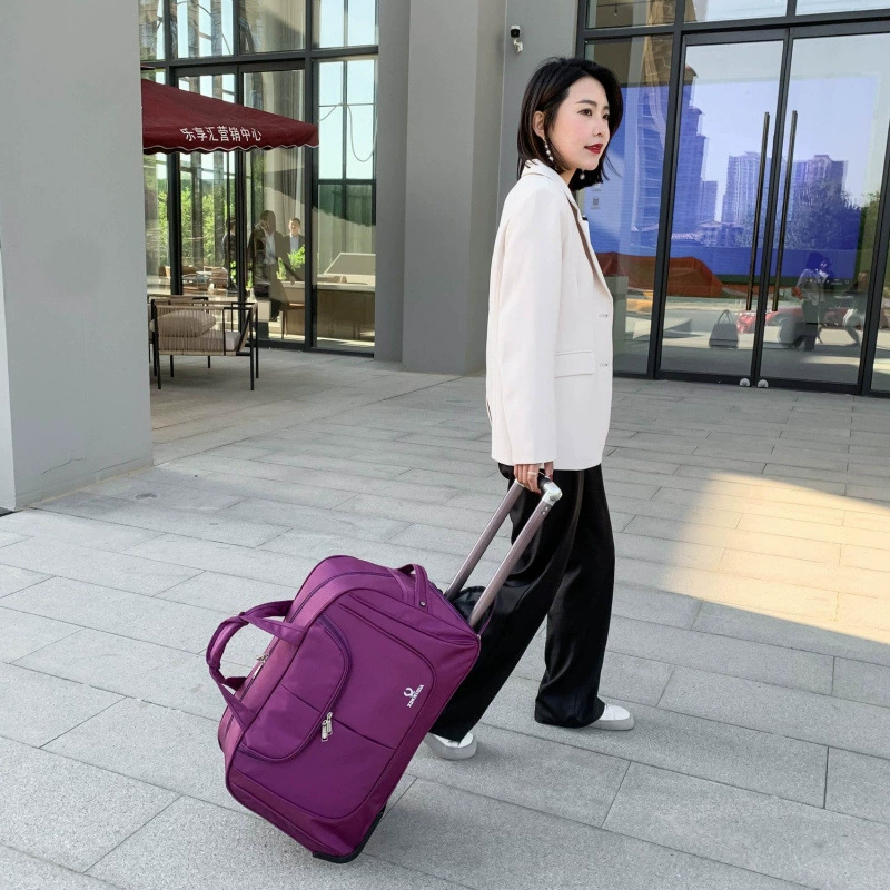 Foldable waterproof travel suitcase / handheld bag, telescopic handle and wheels, spacious, unbranded