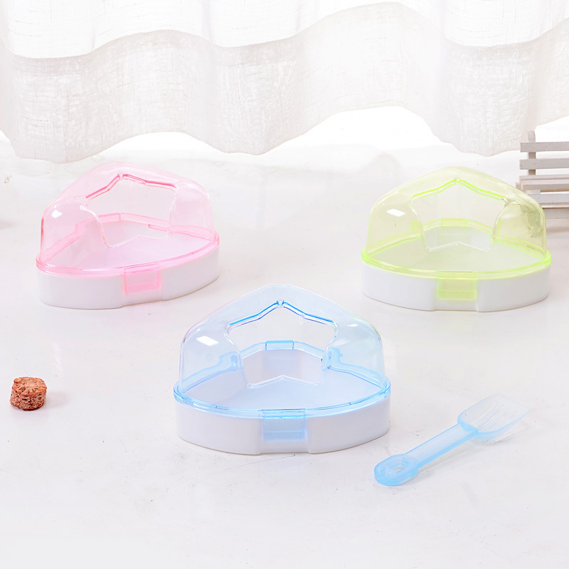 Baño de hámster estrella de pentagrama baño transparente baño de arena de plástico con pala de arena oso de alambre de oro lavabo de baño limpio