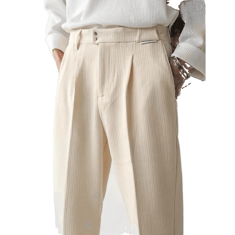 1 Men's Casual Spring And Autumn Loose Regular Wide-Leg Pants Japanese Style Simple Solid Color Versatile Straight_voghion.com