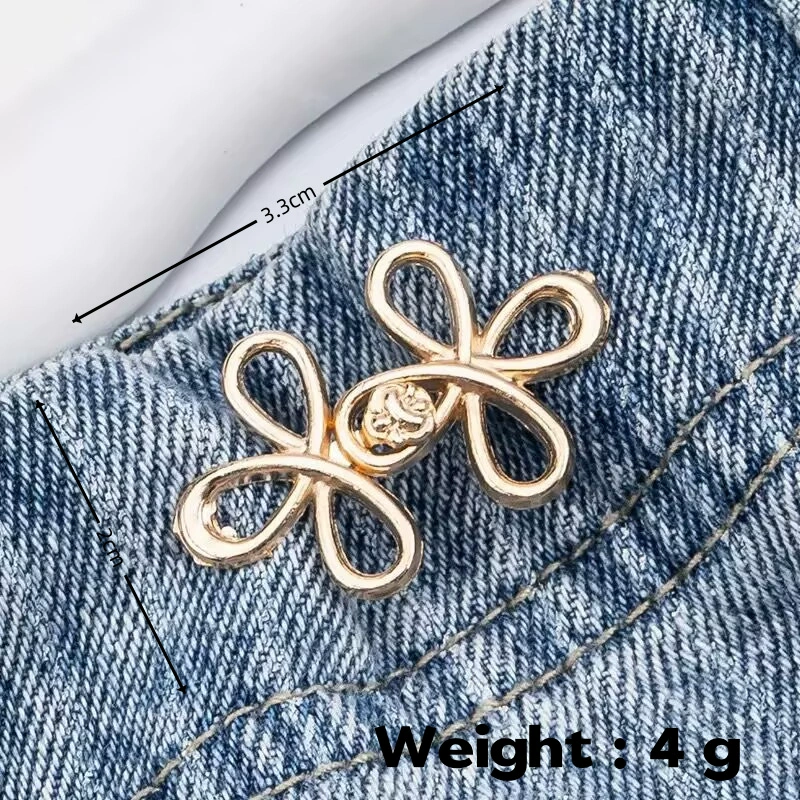 Nail-Free Removable Waist Buckle Pair, Flat-Bottom Seamless Buttons for Pants & Skirts, Assorted Designs
