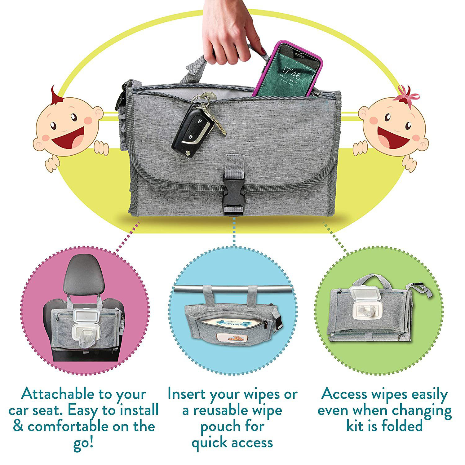 Cambiador de pañales multifuncional para mamá, éxito de ventas transfronterizo, impermeable para exteriores, artículos para madres y bebés, cambiador portátil, almacenamiento para bolsas de pañales
