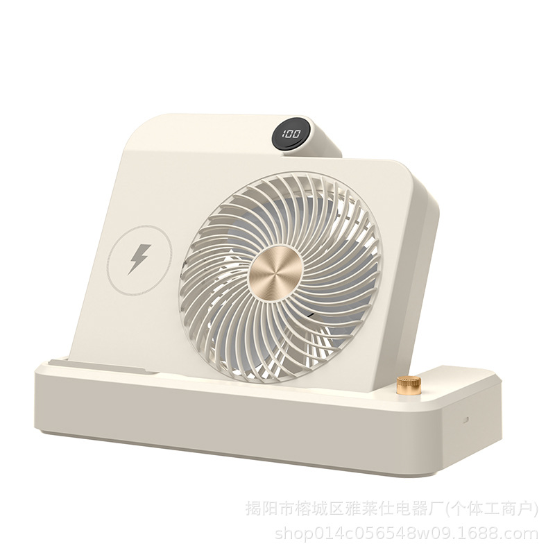 [Amazon Hot Sale] ventilador de escritorio al aire libre circulación de gran viento para el hogar visualización digital ventilador triángulo de doble propósito
