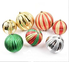 新款西瓜球南瓜球圣诞球电镀球装饰球彩球亮光亚光镜面球波波球