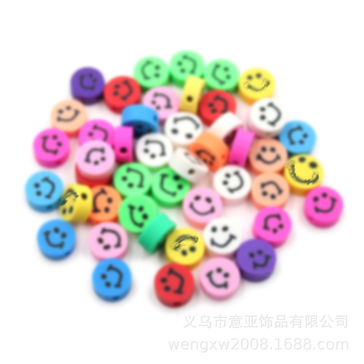 Cuentas de cerámica suave DIY, caras sonrientes, sueltas para pulseras y collares