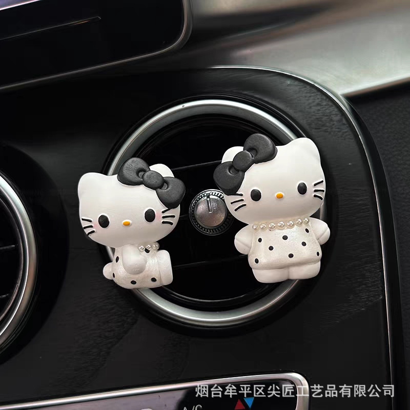 Cute Kt Cat Car Air Freshener Car Vent Fragrance Car Interior Girly Decoration Light Fragrance Diffuser Stone Ornament