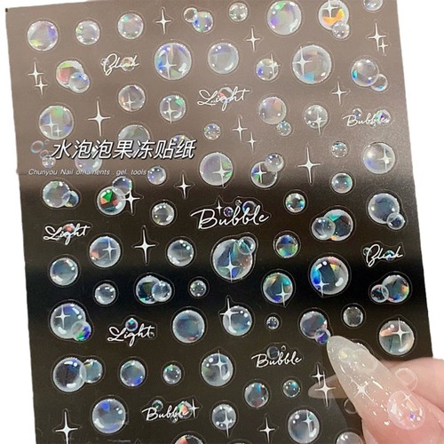 Water Bubble Nail Decal 3D Gel Bubble Nail Art Sticker Dreamy Ocean Wind Nail Decoration Sticker