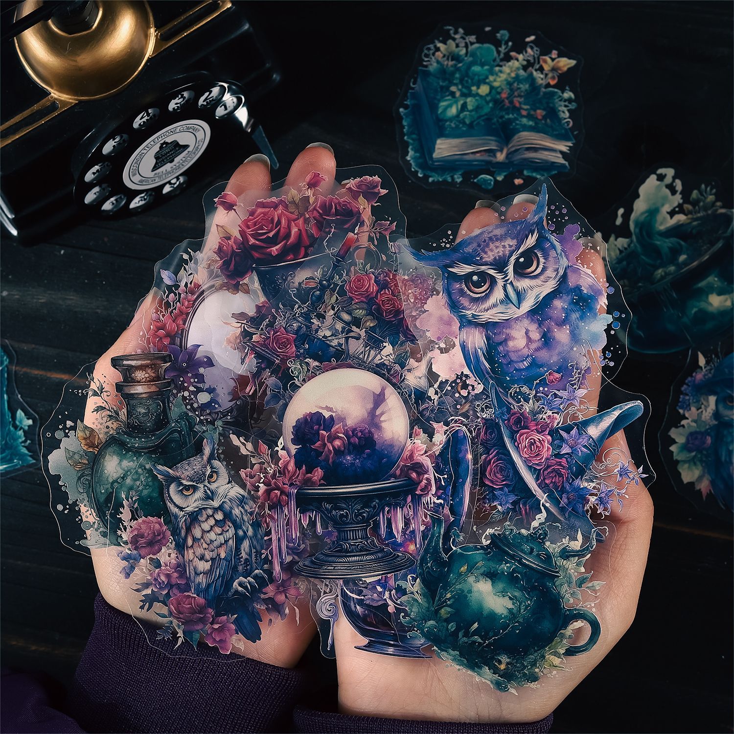 Bolsa de etiqueta de PET de estilo gótico transfronterizo Mojing misteriosa caja mágica serie retro Diario material 20 piezas en 6 tipos