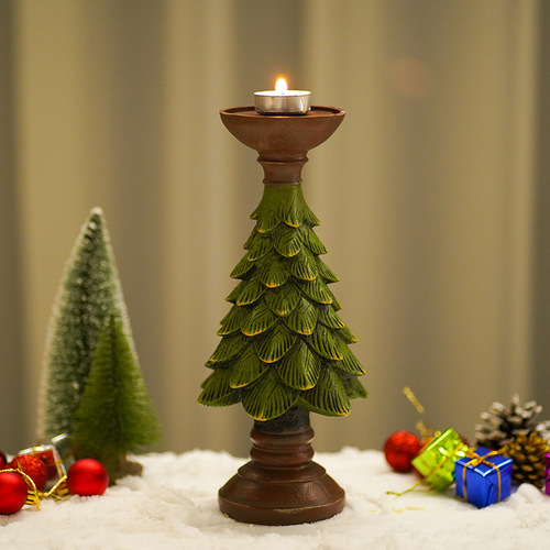Retro Christmas tree candle holder ornaments ins style European style home living room desktop decoration crafts resin candle holder