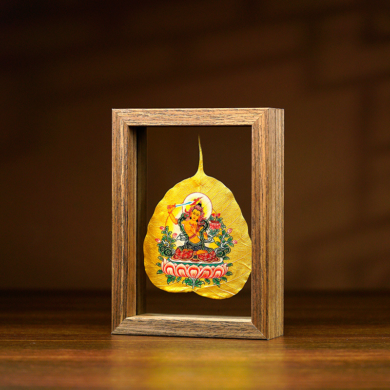 La Tabla pintada madera de la decoración de la hoja de Bodhi Zodiaco Dios amarillo del espécimen de la hoja de la riqueza puede ser cuadro fijo alta tabla transparente de la decoración de cristal