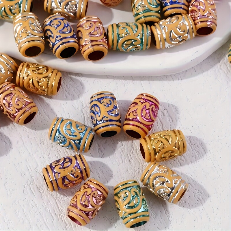 African Wig Dirty Braid Hair Accessories Acrylic Imitation Wood Color Braid Hair Accessories DIY Large Hole Colored Hair Beads