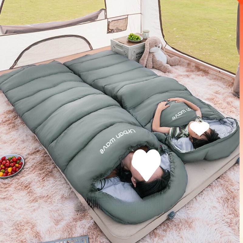 시티 웨이브 침낭 가을 겨울 성인 두꺼운 방한 겨울 더블 침낭 캠핑 야외 사무실 점심 시간