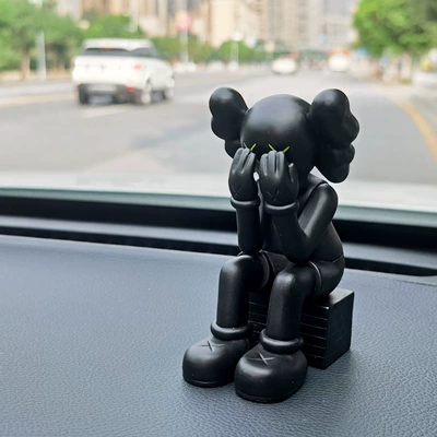 Sesame Street face covering XX eyes trendy doll car decoration ins car interior decoration cute creative KA solid (Car ornaments) - -cover-your-face-black