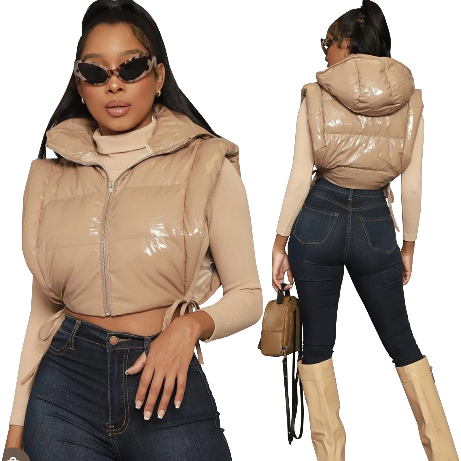 Femmes Décontractée Couleur Unie Fermeture Éclair Manteau Gilet display picture 16