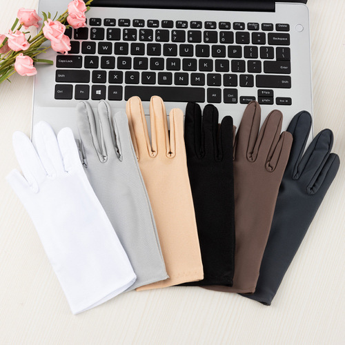 Women's thin half-finger tea-picking white ladies half-finger beauty gloves, driver sun protection gloves, short half-finger nail gloves