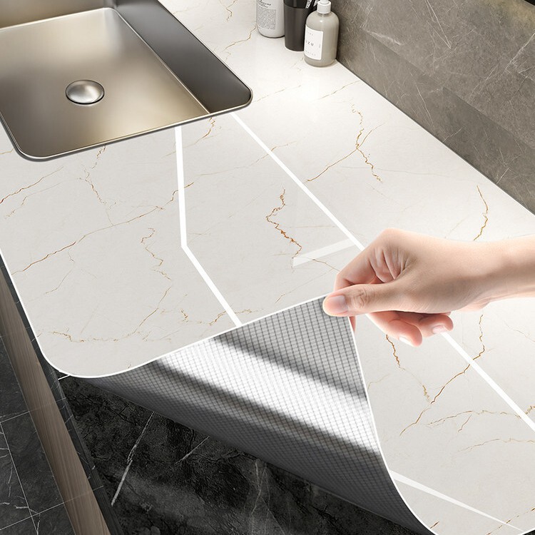 Washbasin Stickers, Bathroom Marble Waterproof Countertop Renovation, Washbasin and Bathroom Cabinet Transformation Self-Adhesive Film