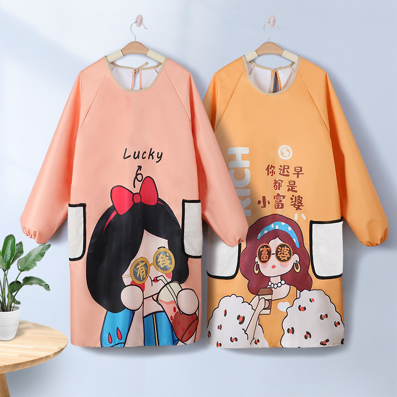 2025 pequeña mujer rica nueva impermeable delantal a prueba de agua a prueba de aceite de mangas largas cocina doméstica cocina de trabajo ropa de trabajo