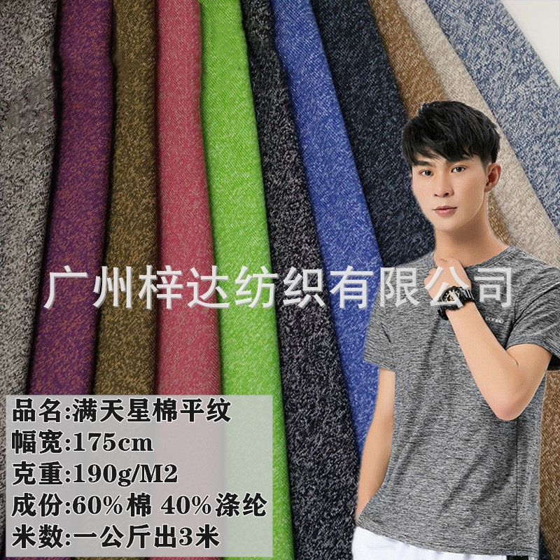 190g满天星棉平纹 棉涤阳离子雪花汗布 春夏休闲针织T恤AB纱面料