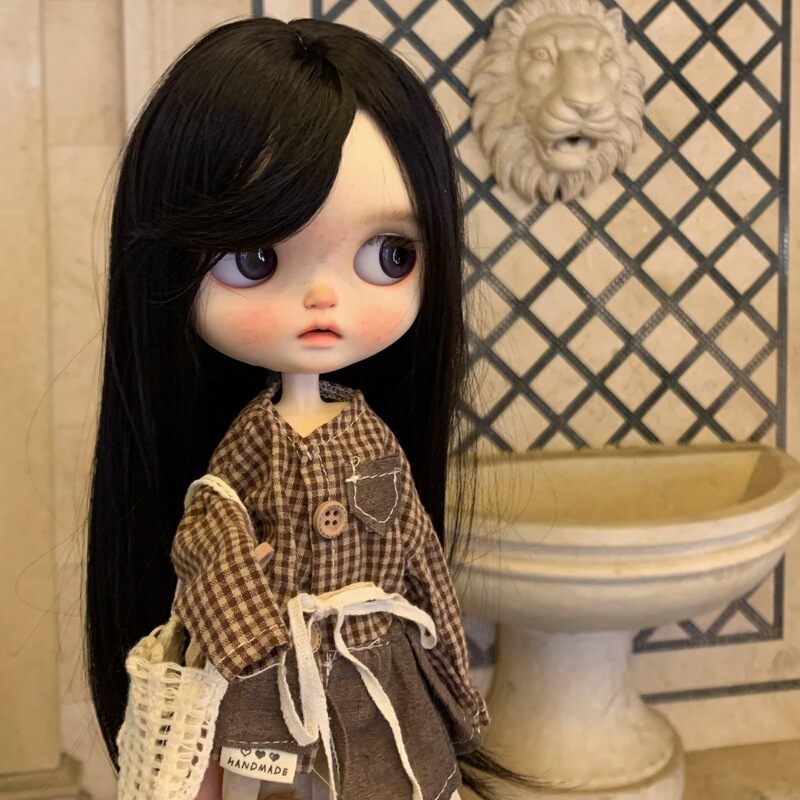 Cute Little Sister Xiaobu's Black Long Straight Wig, Natural High-Quality High-Temperature Fiber, Can Be Trimmed and Styled