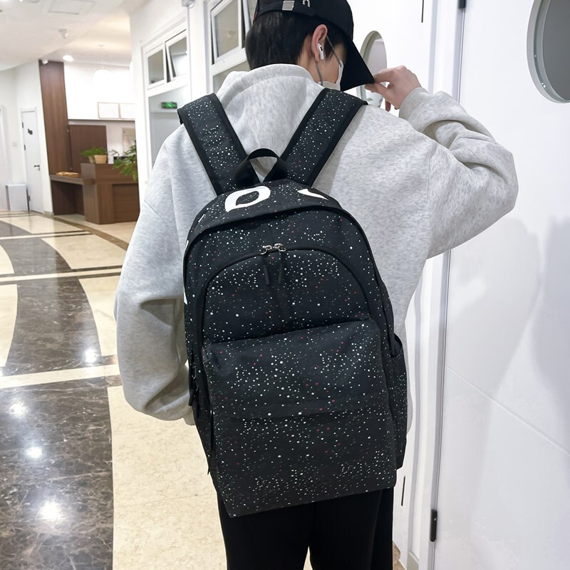 新款大容量满天星双肩包男运动校园女学生书包电脑包潮流旅行背包|undefined