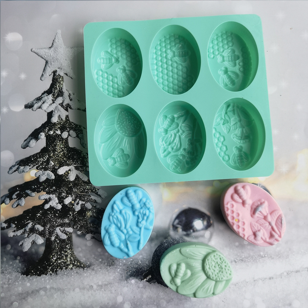 6 elíptico abeja jabón 105 molde de silicona pastel helado pudín postre molde de jabón y utensilios de cocina