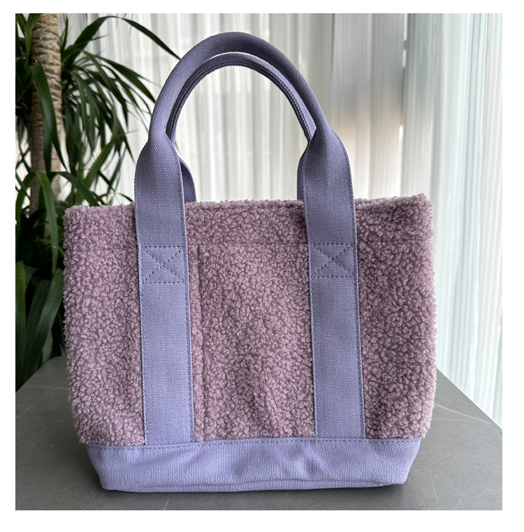 Teddy Velvet Handbag For Women Japan Lotte High-end Plush Bag Bento Bag Handbag Single Shoulder Diagonal Cross Women's Bag Handbag_voghion.com